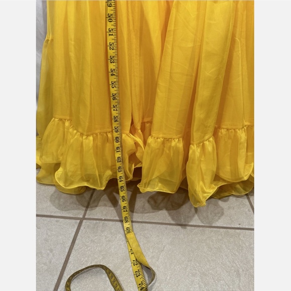 NWT $598‎ Mac Duggal [ 2 ] Ruffle Tiered Cutout Chiffon Gown Sunshin Yellow - Picture 8 of 15